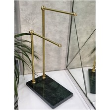 UltraMint Şık Mermer Ayaklı Iki Kollu Metal Banyo El Havluluk Standı