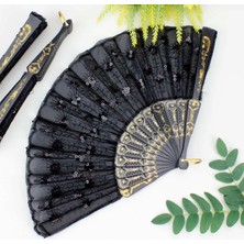 Üreticiniz Ashwork Plastik Pullu Kumaş Yelpaze 12'li Siyah 587455