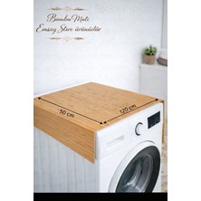 UltraMint Doğal Ahşap Bambu Banyo ve Çamaşır Makinesi Matı 120X50 cm