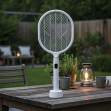 Veralya USB Şarjlı Beyaz Renk Kendiliğinden Standlı Şarj Göstergeli Uv Işıklı Sinek Öldürme Raketi LTD-718