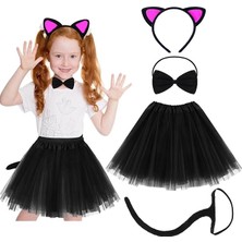 Üreticiniz Ashwork Kedi Kulak Taç Etek Kuyruk ve Papyon 4 Lü Set Çocuk Fuşya 587455