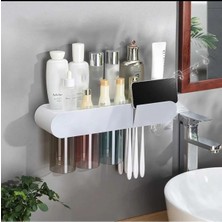 UltraMint Pratik Manyetik Bardak Tutuculu Diş Macunu Sıkacağı ve Tutacağı Gri