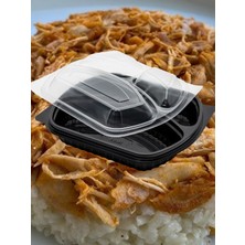 Yorulmaz Ambalaj 3 Bölmeli Kullan-At Mikrodalgaya Uygun Yemek Kabı – Sızdırmaz, Paket Servise Uygun (12’li Paket)