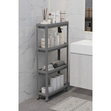 UltraMint 4 Katlı Tekerlekli Banyo Rafı, Modern ve Şık Düzenleme Ünitesi