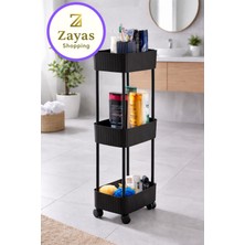 UltraMint Pratik 3 Katlı Çok Amaçlı Tekerlekli Raf, Banyo ve Mutfak Organizer