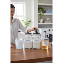 UltraMint Şeffaf Cam Kavanoz 3l, 1.5l Sıvı Temizlik Şişesi, Siyah Kapak