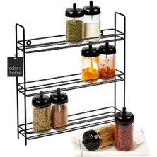 UltraMint Siyah 3 Katlı Metal Duvara Asılabilir Raf, Baharatlık ve Çocuk Odası Düzenleyici