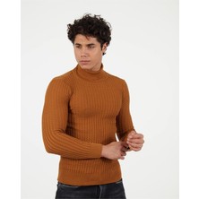 Elku Moda Slim Fit Naturel Pamuk Balıkçı Yaka Kazak Tüylenmeyen Rahat Esnek Dar Kesim Triko Kazak