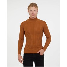 Elku Moda Slim Fit Naturel Pamuk Balıkçı Yaka Kazak Tüylenmeyen Rahat Slimfit Triko Dar Kesim Kazak