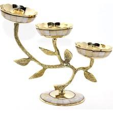 Üreticiniz Ashwork Pirinç Sedefli 3'lü Şamdan 5935 587455