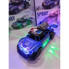 Boratila Toys 20 cm Işıklı Müzikli Buharlı Çarp Dön Polis Arabası Mavi