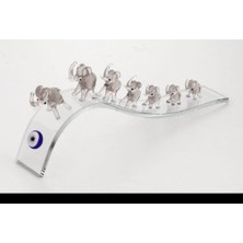 Es Dekor 26X4X10CM Büyük Kristal Yedili Fil Füme