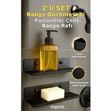 UltraMint Paslanmaz Çelik Banyo Rafı ve Sabunluk Seti, Vidalı ve Yapışkanlı