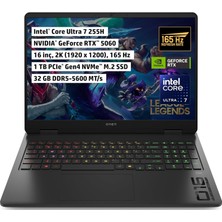 Hp Omen 16-AM0014NT Ultra 7 255H 32 GB Ddr5 1tb SSD Nvıdıa® Geforce Rtx™ 5060  8 GB Freedos 165 Hz 3 Ms Ips LED Ekran 2k