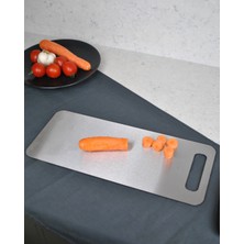 Qualitev 1 Adet Paslanmaz Çelik 304 Kesim Panosu Küçük Boy 16X38 cm Çelik Kesim Tahtası
