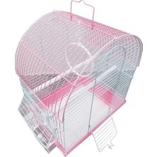 Ashwork Dayang Iki Kapılı Davul Muhabbet Kuş Kafesi Pembe 30X23X40 cm 587455