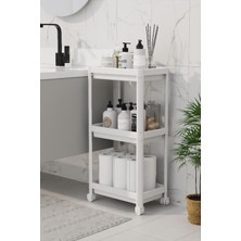 UltraMint Çok Katlı Tekerlekli Banyo ve Mutfak Organizeri, Beyaz Renk