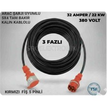 Hes Kablo Araç Şarjı Uyumlu Trifaze 380 Volt (12-50 Metre) 5x4 Yüzde Yüz Tam Bakır Uzatma Kablosu (Sanayi Cihazılarinda Kullanılır)