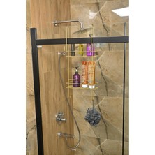 UltraMint Şampuanlık 2 Raflı Metal Duş Organizeri, Şık ve Fonksiyonel Tasarım