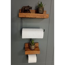 UltraMint Modern Ahşap Tuvalet Kağıtlığı, Duvar Askısı, Banyo Dekoru, 2'li Set
