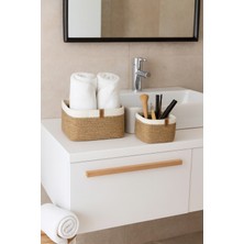 UltraMint El Yapımı 2'li Hasır Sepet ve Banyo Organizer Seti