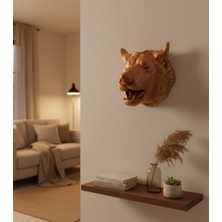 Zero Land Drnds Dekoratif Altın Gold Kurt Duvar Heykeli Asılabilir Hediyelik 25X19 cm