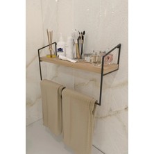 UltraMint Şık Ahşap ve Metal Banyo Mutfak El Havluluk Askısı