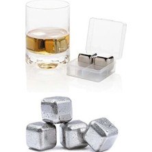 Üreticiniz Ashwork 4'lü Çelik Metal Kaplama Viski Taşı Soğutma Buz Küpü 587455