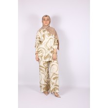 Tuğba Sarı Modal Kumaş Desenli Vizon Takım