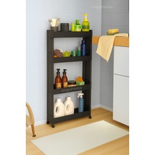 UltraMint Çok Amaçlı 4 Katlı Tekerlekli Organizer, Siyah Mutfak ve Banyo Rafı