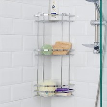 UltraMint 3 Katlı Köşe Banyo Rafı, Krom Kaplama, Şık ve Pratik Organizer
