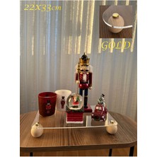 UltraMint Ahşap Top Ayaklı Şeffaf Organizer, Düzenleyici ve Pleksi Stand