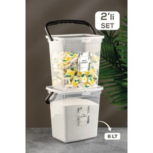 UltraMint 2'li Kapaklı Deterjan Saklama Kutusu, Taşınabilir ve Şeffaf