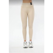 Etiler Collection Kışlık Yüksek Bel Toparlayicı ve Sıkılaştırıcı Likralı Şardonlu Tayt - Bej