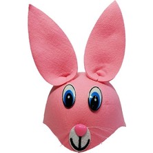 Ett Pembe Renk Kulaklı Tavşan Şapkası Hayvan Şapkası