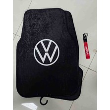 Şimika Volkswagen Siyah Kaymaz Taban Dekoratif Oto Halı Paspas (Kancalı Kumaş Anahtarlık Hediyeli)