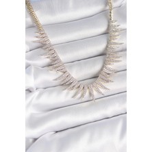 Clariss Ashwork Pirinç Gold Renk Zirkon Taşlı Sivri Model Vıp Seri Kadın Kolye 587455