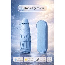 Berdina Home Çantalı Kapsül Şemsiye 8 Telli Fiber Şemsiye Taşınır Manuel Mini Boy Kadın Güneş Şemsiyesi