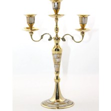 Üreticiniz Ashwork Pirinç Sedefli 3'lü Şamdan 26096 587455