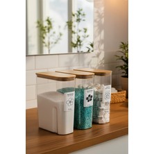 UltraMint 3'lü Büyük Boy Deterjan Saklama Kutusu, 2500ML, Etiketli, Banyo Toz Kutusu