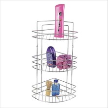 UltraMint Kaliteli Çelik Kromajlı Banyo Köşesi, 3 Katlı Sabunluk ve Şampuanlık