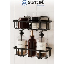 UltraMint 2'li Yapışkanlı Banyo Rafı Seti, Şık ve Pratik Banyo Düzenleyici