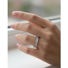 925 Ayar Gümüş Baget Işıltılı Tasarım Kadın Yüzük Sevgililer Günü Hediye