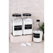 UltraMint 3'lü Deterjanlık Set, Ölçekli, Renkli ve Beyazlar Için 3000ML Kavanoz ve 1500ML Şişe