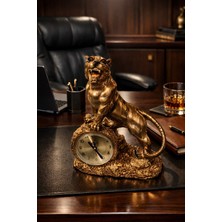 Biton Toptan Masa Üstü Aslan Figürlü Masa Saati Dekoratif Ofis & Salon Dekoru Hediyelik Masa Üstü Saat