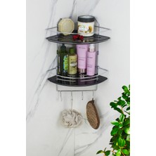UltraMint Şampuanlık ve Banyo Rafı, Krom, Ekonomik, Iki Katlı, Yapışkanlı, Köşeli