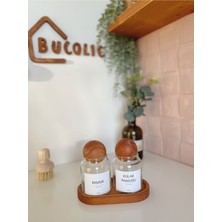 UltraMint 2’li Ahşap Kapaklı Cam Pamukluk Seti, Pamuk Kulak Pamuğu, Şık ve Kullanışlı