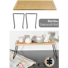 UltraMint Şık Dekoratif Bambu Raf, Mutfak ve Banyo Düzenleyici 36X12 cm