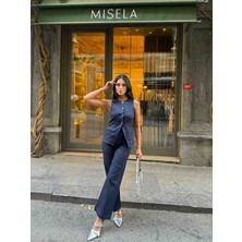 Lunea - Kadın Jeans Takım Ispanyol Paça Cepli Kot Takım