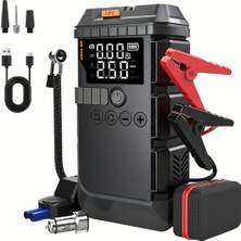 Sezy 12000 Mah Çantalı Akü Takviye Cihazı 4in1 Mod Powerbank,el Feneri,lastik Şişirme Kompresör